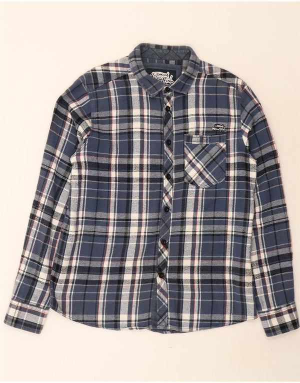 Weird Fish Mens Flannel Shirt Medium Blue Check Cotton