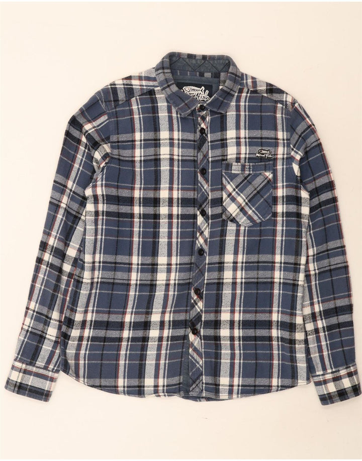 Weird Fish Mens Flannel Shirt Medium Blue Check Cotton