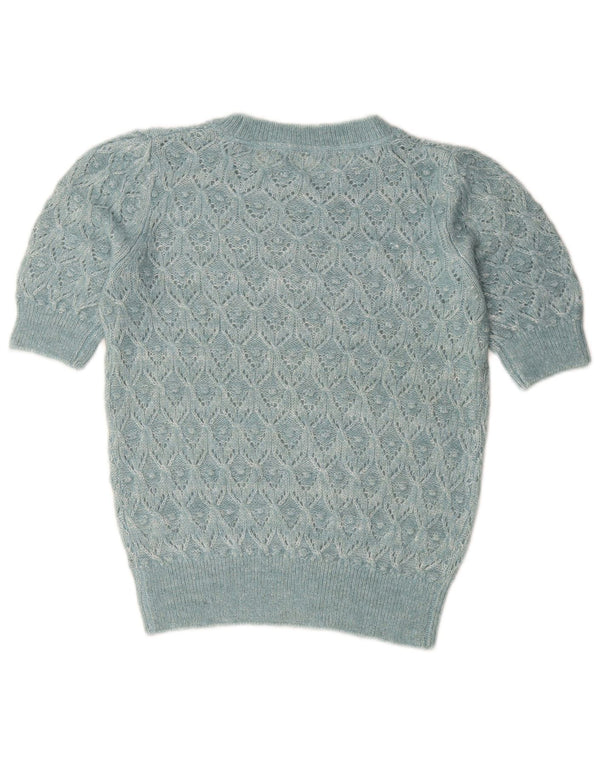 Fat Face Womens Boat Neck Jumper Sweater UK 8 Small Blue Geometric