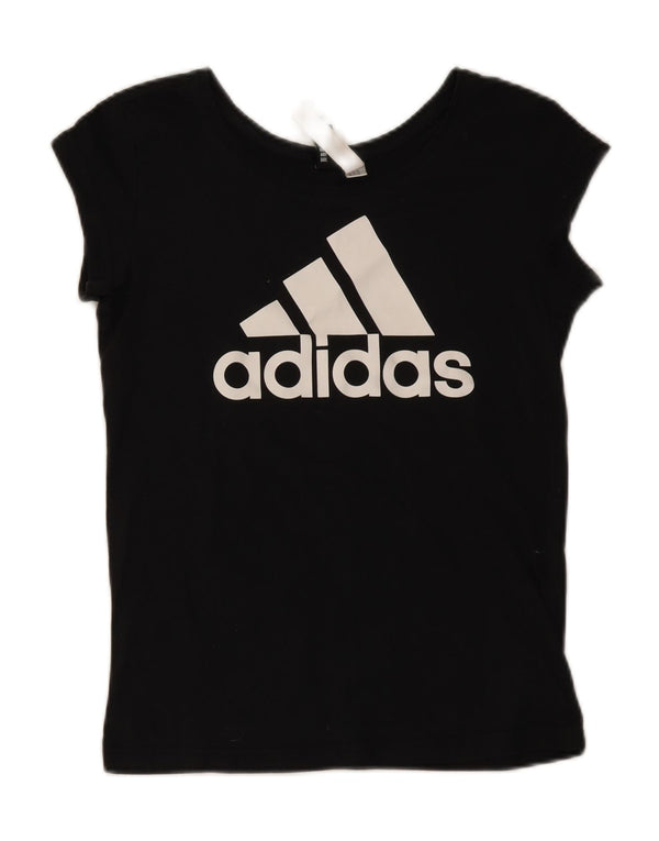 Adidas Womens Graphic T-Shirt Top UK 4/6 XS Black Cotton