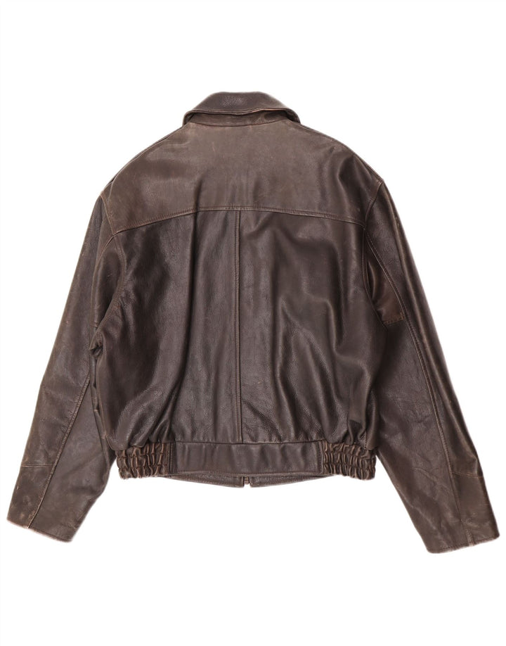 VINTAGE Mens Leather Jacket UK 38 Medium Brown Leather