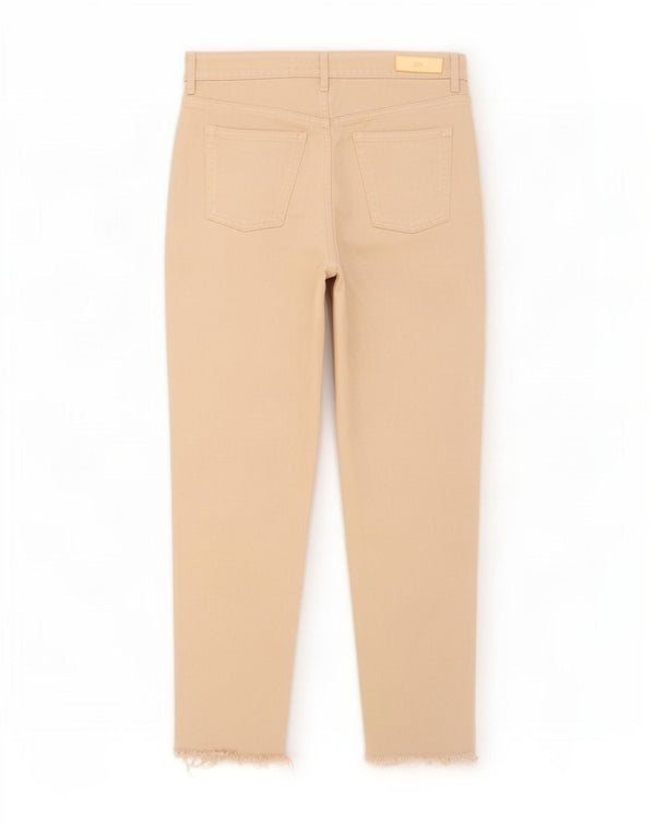 Zara Womens High Rise Tapered Jeans EU 40 Medium W30 L28 Beige Cotton