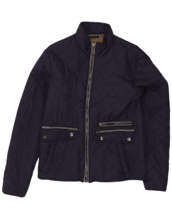 ZARA Mens Quilted Jacket UK 36 Small Navy Blue