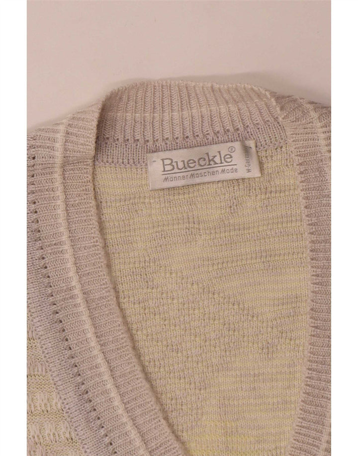 Bueckle Mens Vest Tank Top Large Grey Geometric