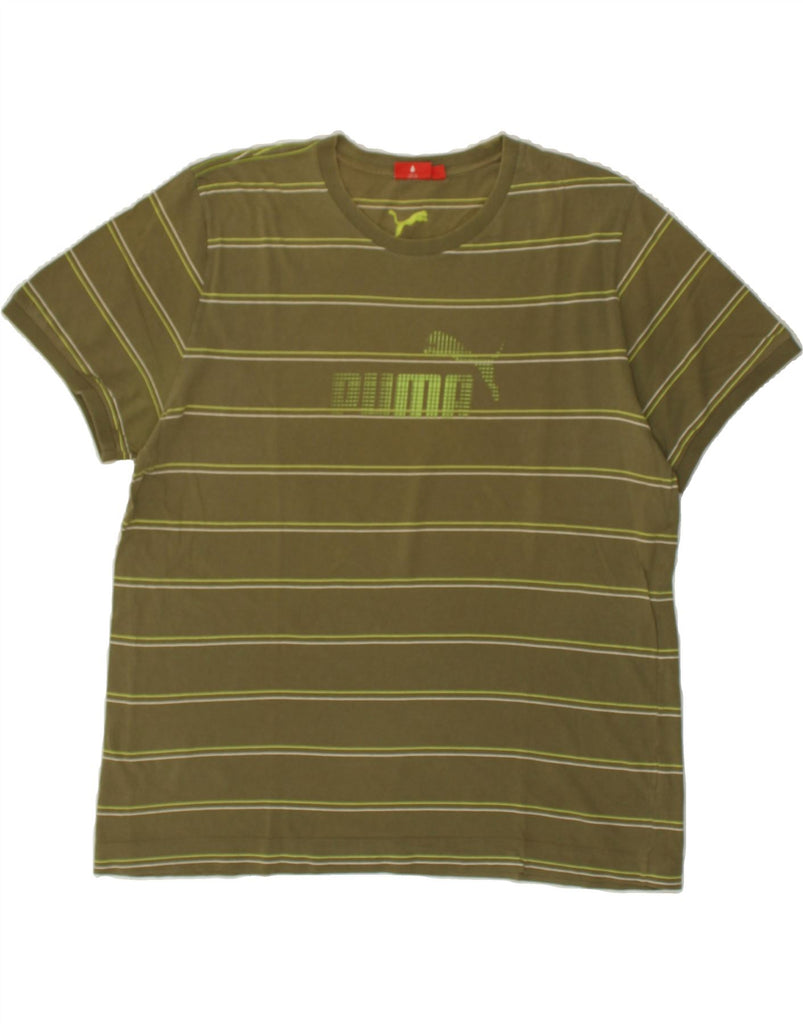 PUMA Mens Graphic T-Shirt Top XL Green Striped Cotton Vintage Puma and Second-Hand Puma from Messina Hembry 