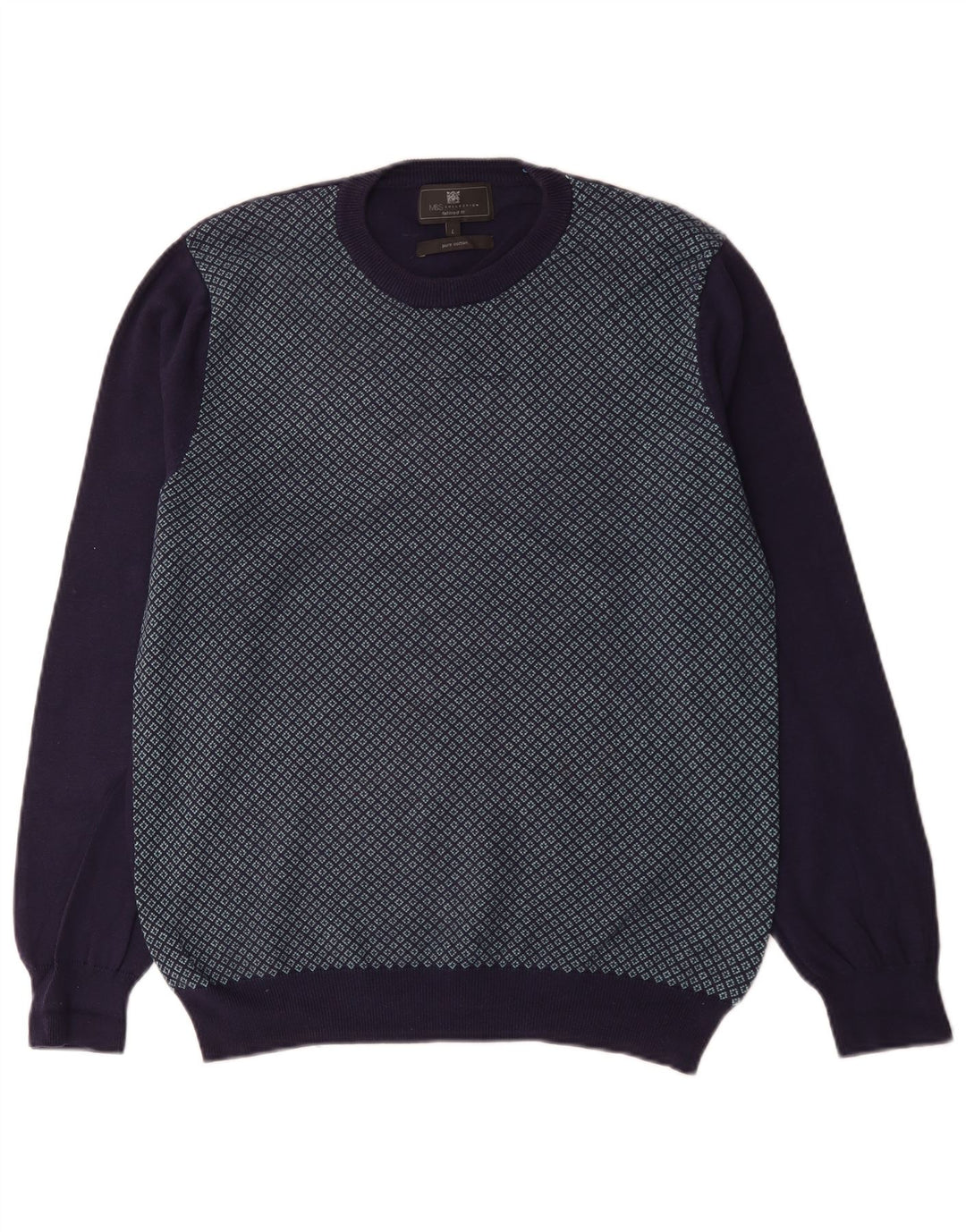 Marks & Spencer Mens Tailored Fit Crew Neck Jumper Sweater Large Navy Blue