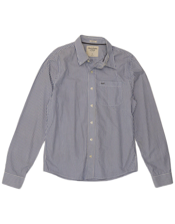 Abercrombie & Fitch Mens Muscle Fit Shirt Large Blue Striped Cotton