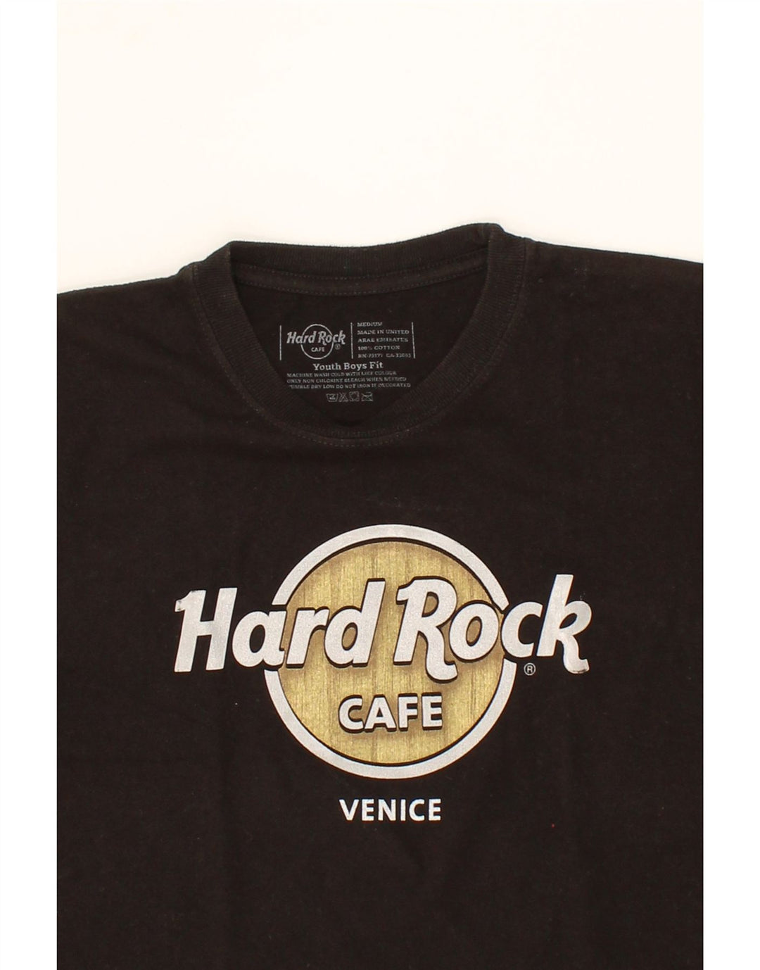 HARD ROCK CAFE Boys Venice Graphic T-Shirt Top 8-9 Years Medium Black Vintage Hard Rock Cafe and Second-Hand Hard Rock Cafe from Messina Hembry 