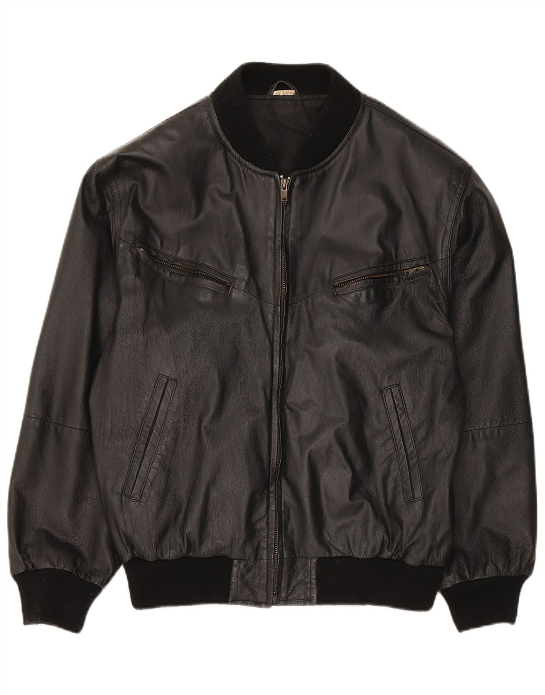 Vintage Womens Loose Fit Leather Jacket EU 38 Medium Black Leather