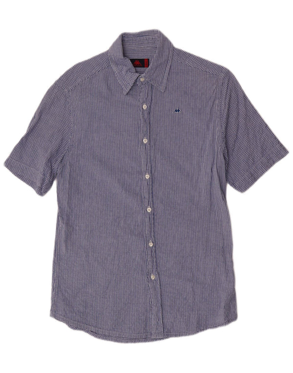 Kappa Mens Short Sleeve Regular Fit Shirt Small Blue Check Cotton