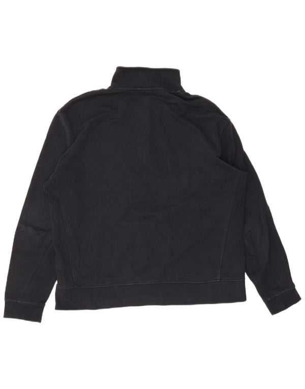 Zara Womens Zip Neck Sweatshirt Jumper UK 18 XL Black Cotton