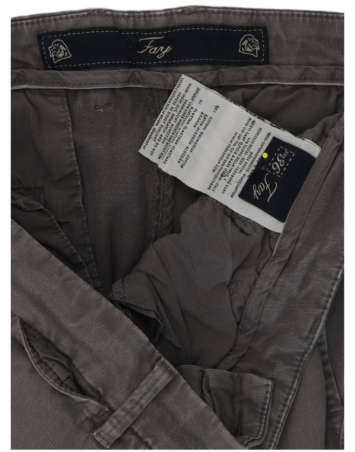 Fay Mens Straight Chino Trousers W36 L31 Grey Cotton