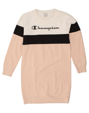 CHAMPION Girls Graphic Sweatshirt Jumper Dress 13 14 Years XL Pink Vintage Second Hand Clothing Online Messina Hembry