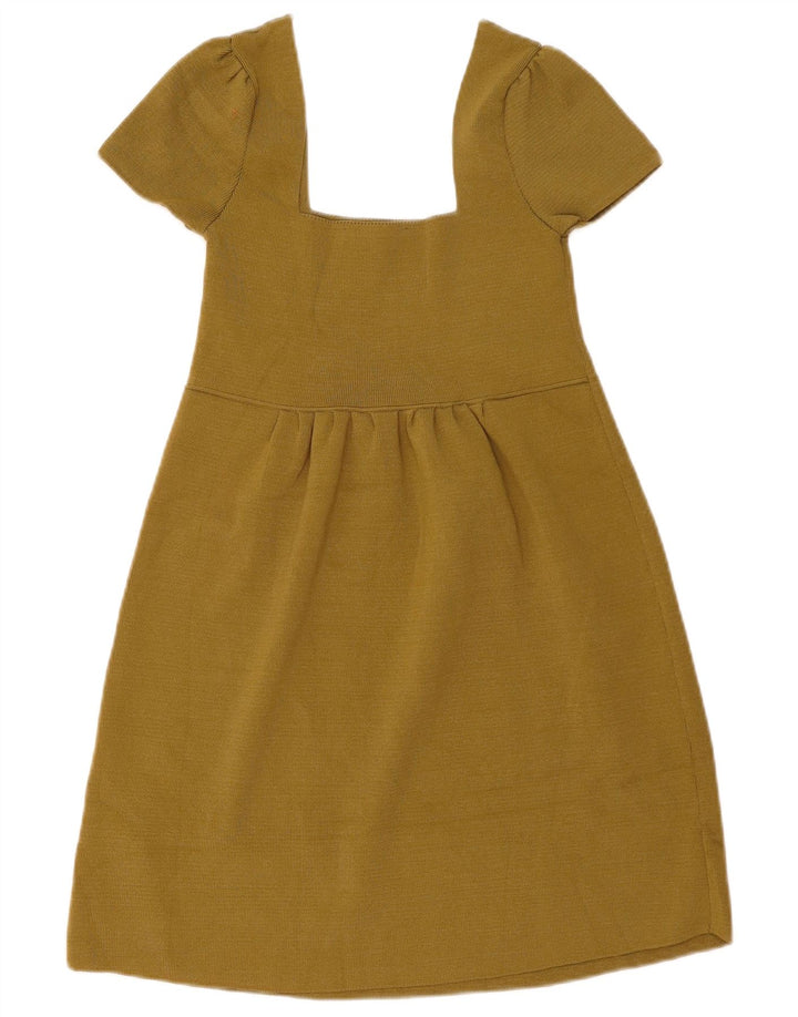 Zara Womens A-Line Dress UK 4 XS Khaki Polyamide