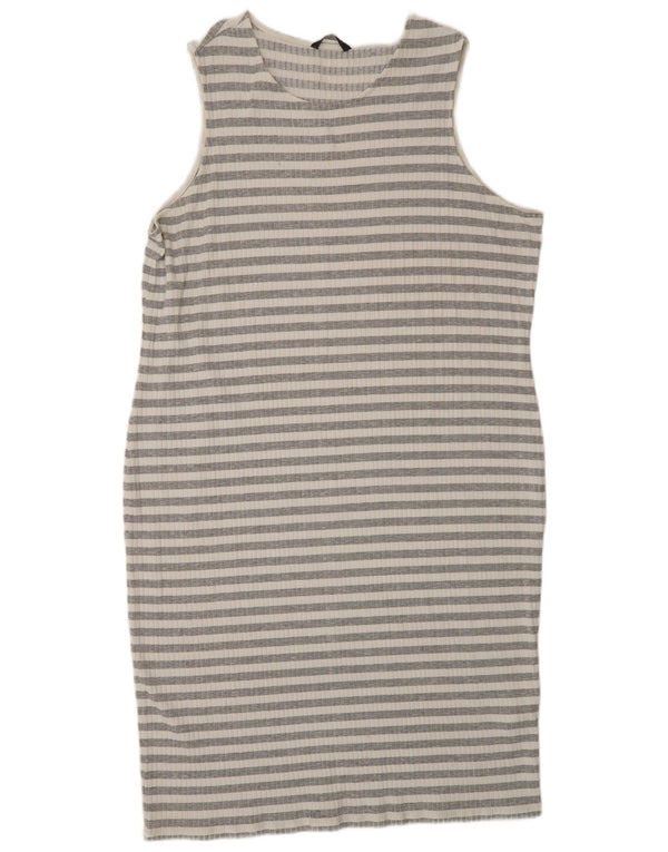 Marks & Spencer Womens Sleeveless Bodycon Dress UK 22 3XL Grey Striped