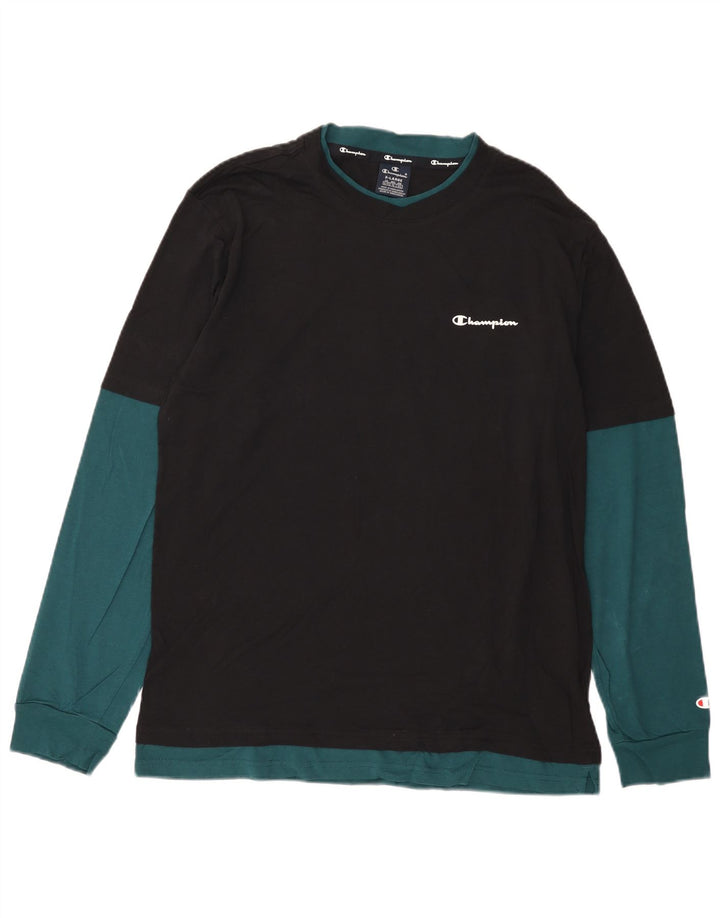 Champion Mens Top Long Sleeve XL Black Colourblock Cotton