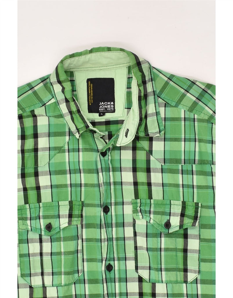 JACK & JONES Mens Shirt Medium Green Check Cotton | Vintage Jack & Jones | Thrift | Second-Hand Jack & Jones | Used Clothing | Messina Hembry 