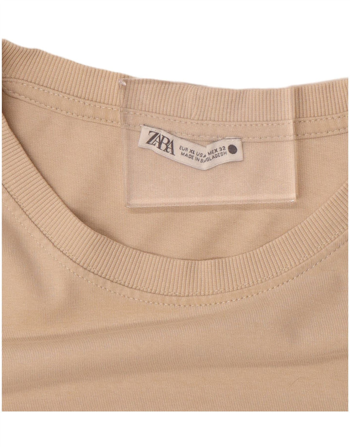 Zara Womens T-Shirt Top UK 18 XL Beige
