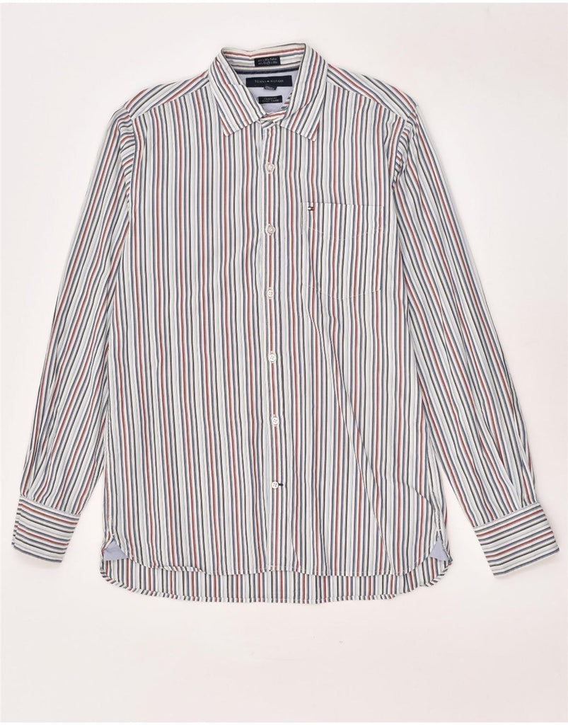 TOMMY HILFIGER Mens Custom Fit Shirt Size 14 1/2  15 Small Blue Striped | Vintage Tommy Hilfiger | Thrift | Second-Hand Tommy Hilfiger | Used Clothing | Messina Hembry 