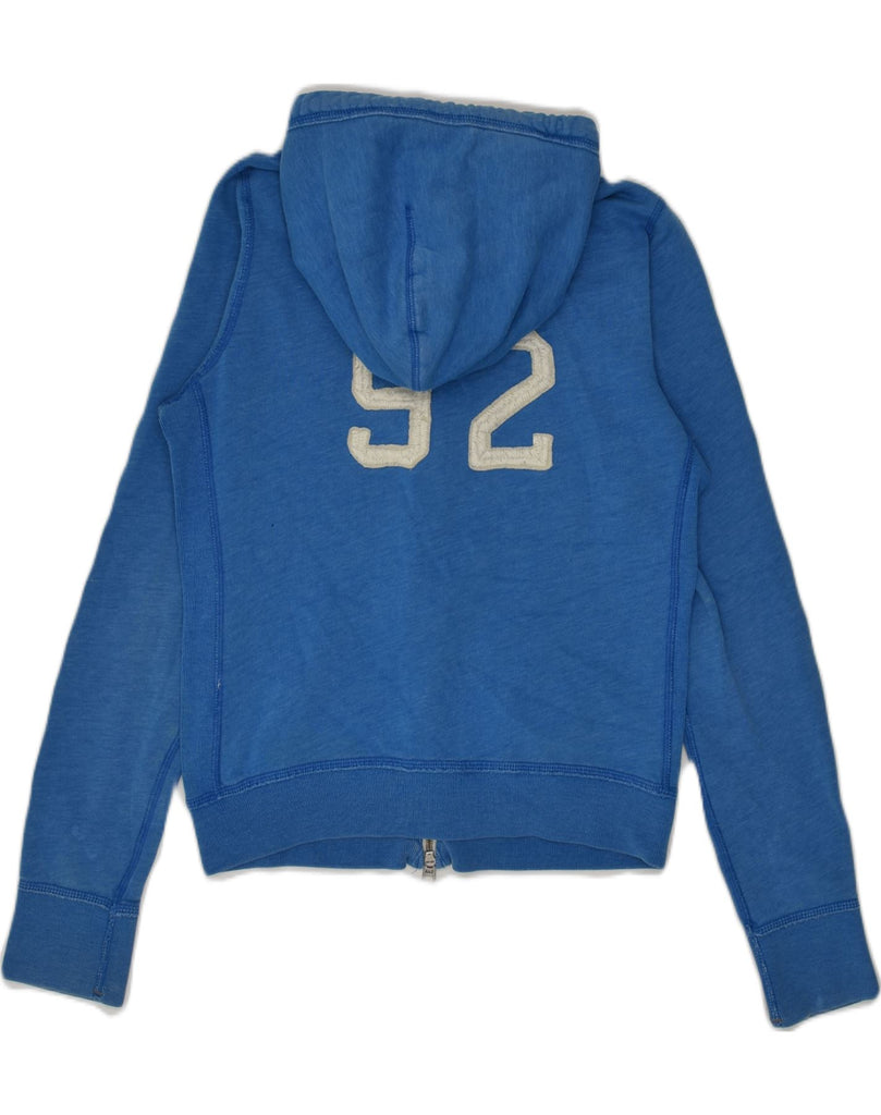 ABERCROMBIE & FITCH Womens Graphic Zip Hoodie Sweater UK 14 Large Blue | Vintage Abercrombie & Fitch | Thrift | Second-Hand Abercrombie & Fitch | Used Clothing | Messina Hembry 