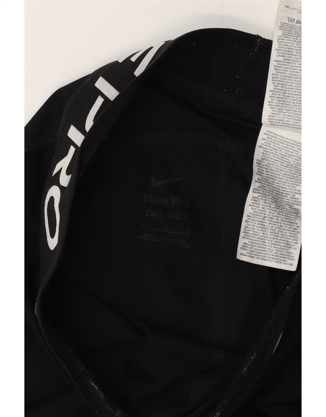 NIKE Womens Dri Fit Graphic Leggings UK 12 Medium Black Polyester