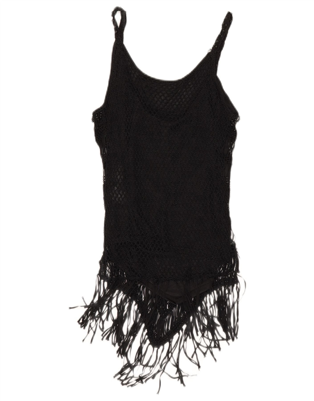 Zara Womens Crop Cami Top UK 12 Medium Black Rayon