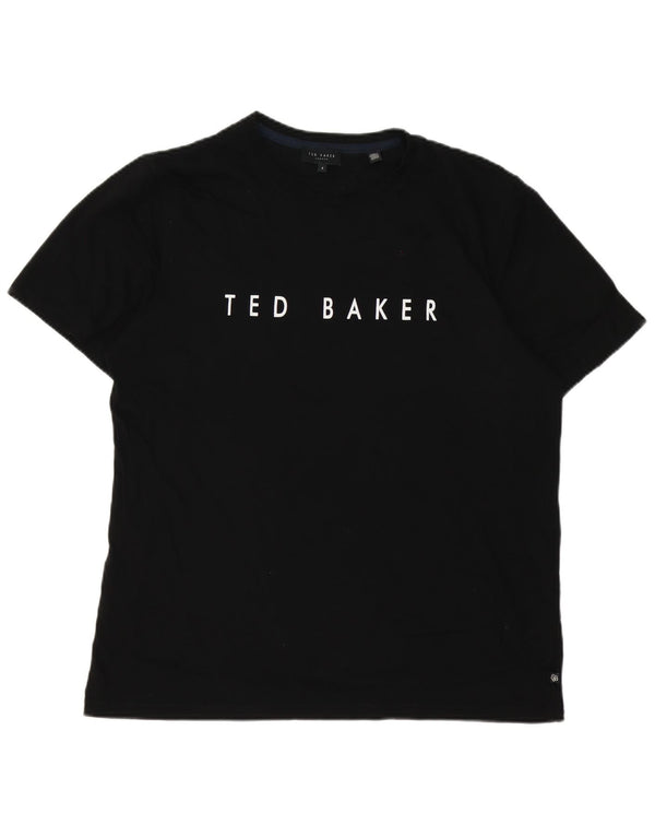 Ted Baker Mens Graphic T-Shirt Top Size 4 Large Black Cotton