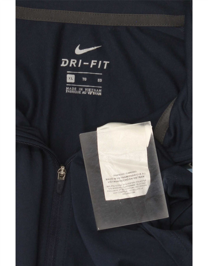 Nike Mens Dri Fit Graphic Zip Neck Pullover Tracksuit Top XL Navy Blue