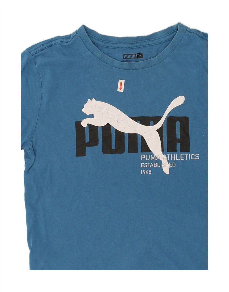 PUMA Boys Graphic T-Shirt Top 10-11 Years Blue Cotton | Vintage Puma | Thrift | Second-Hand Puma | Used Clothing | Messina Hembry 