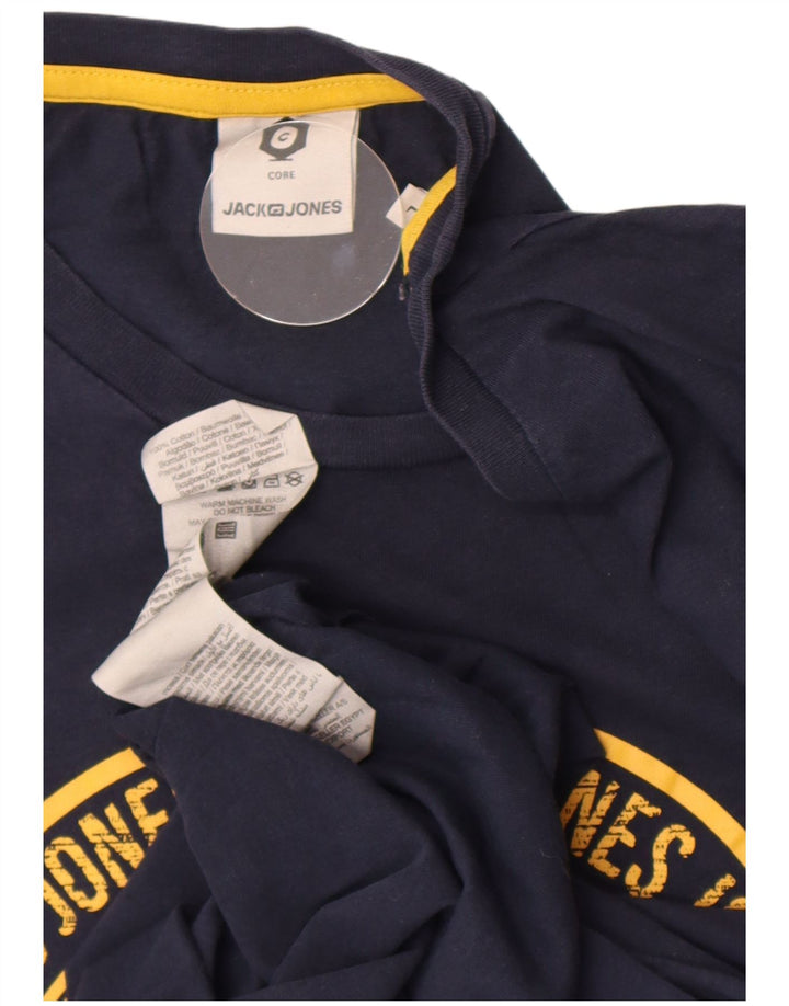 Jack & Jones Womens Graphic T-Shirt Top Large Navy Blue Cotton
