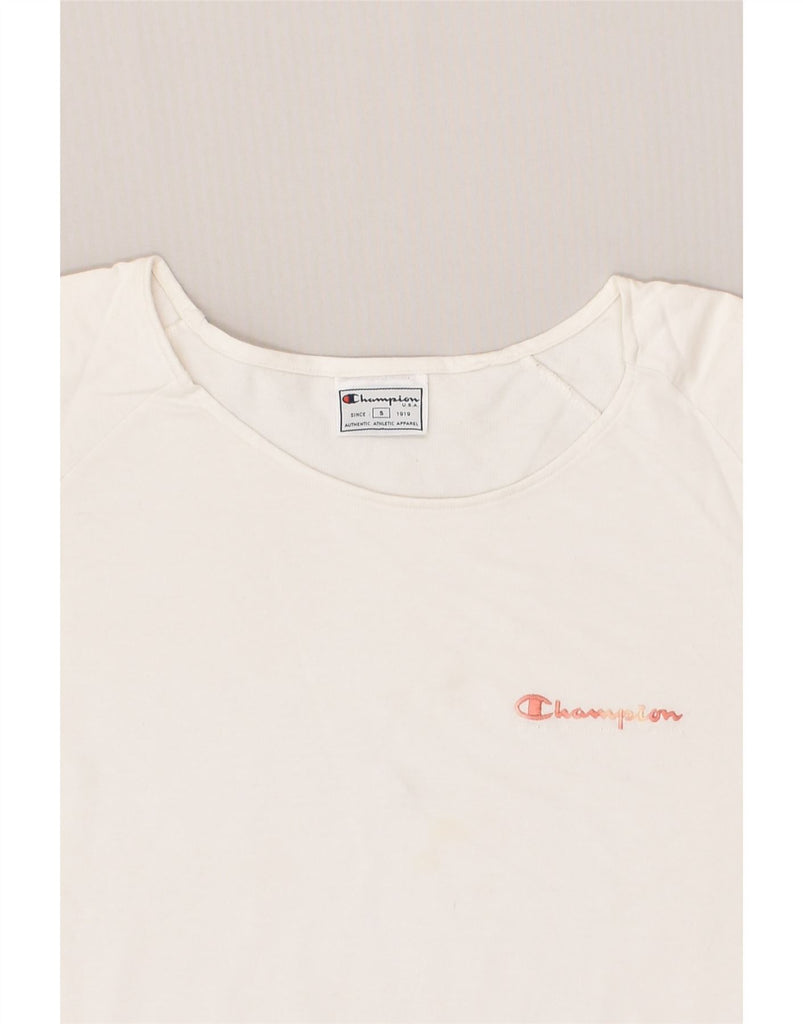 CHAMPION Womens T-Shirt Top UK 10 Small White Cotton | Vintage Champion | Thrift | Second-Hand Champion | Used Clothing | Messina Hembry 