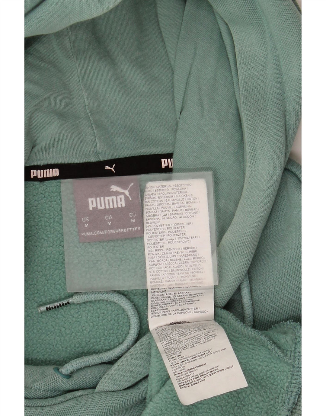 Puma Mens Hoodie Jumper Medium Green Cotton