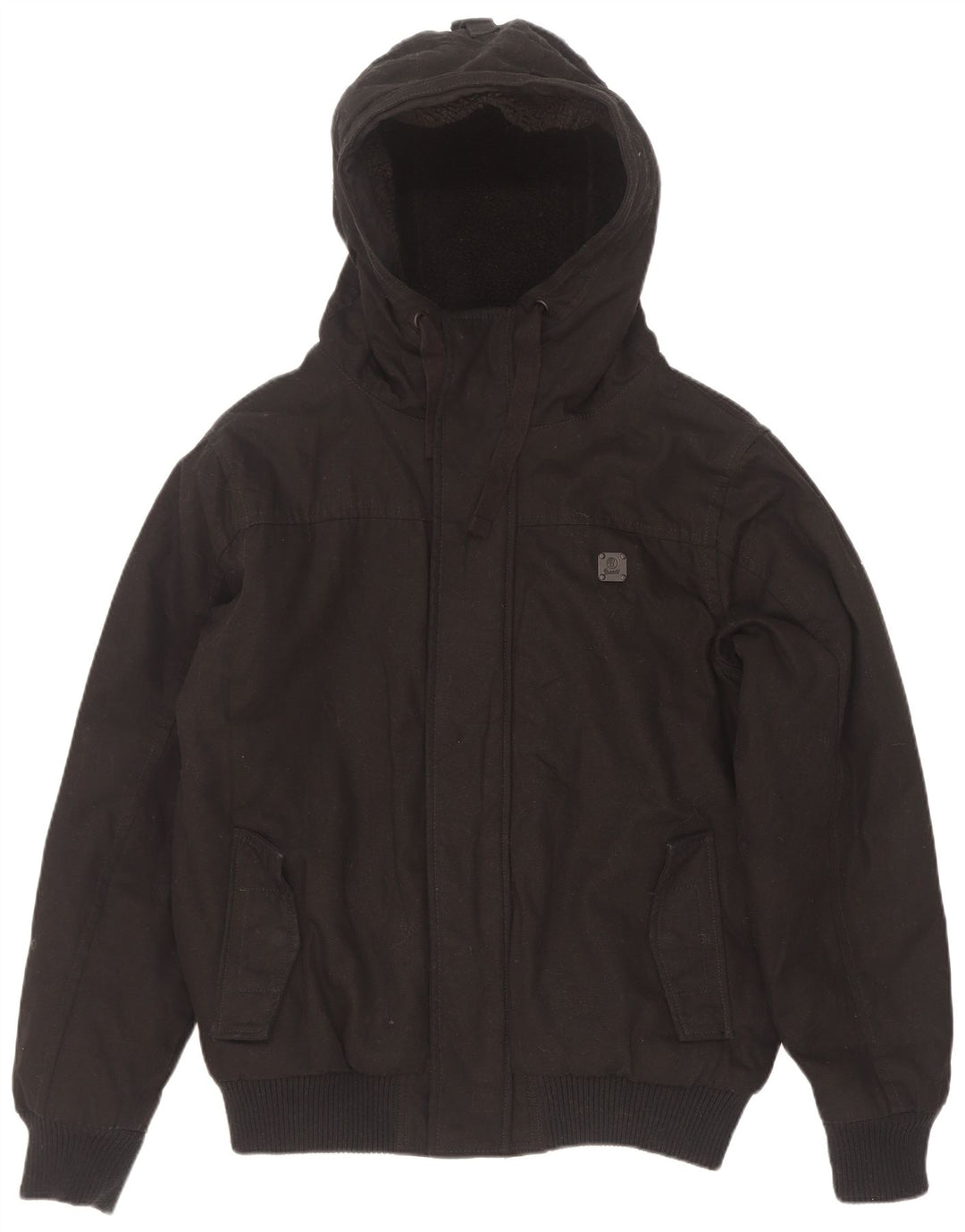 Brandit Mens Hooded Padded Bomber Jacket UK 38 Medium Black Polyester