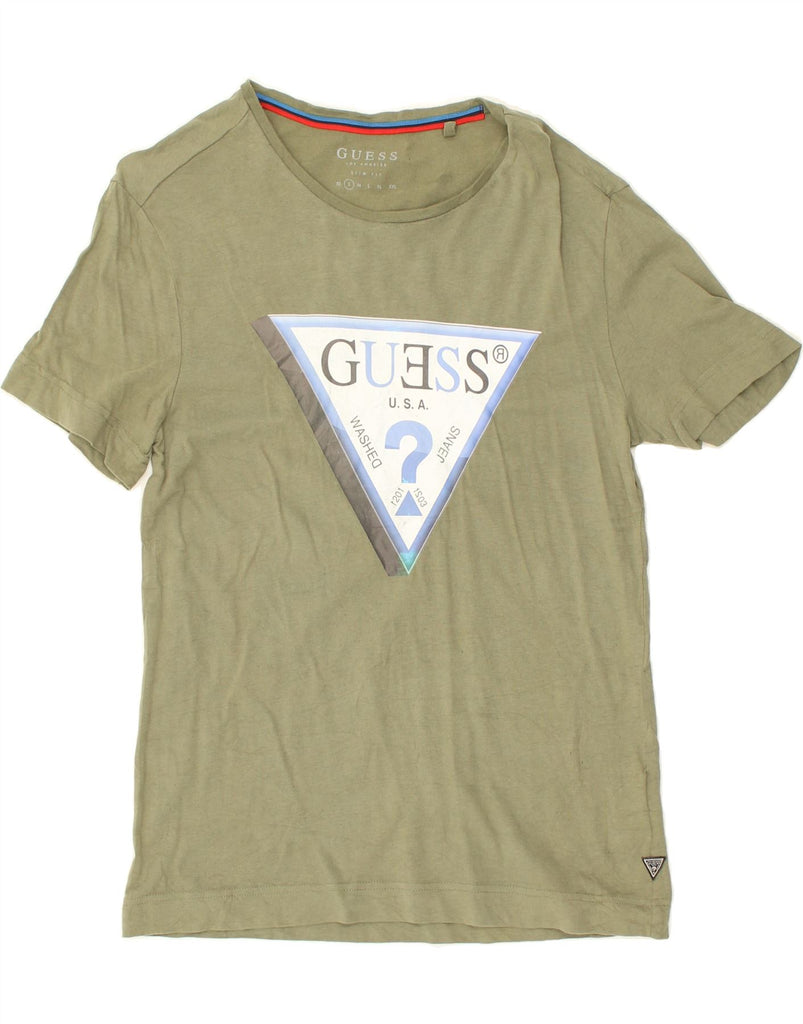 GUESS Mens Graphic T-Shirt Top Small Khaki Cotton | Vintage Guess | Thrift | Second-Hand Guess | Used Clothing | Messina Hembry 