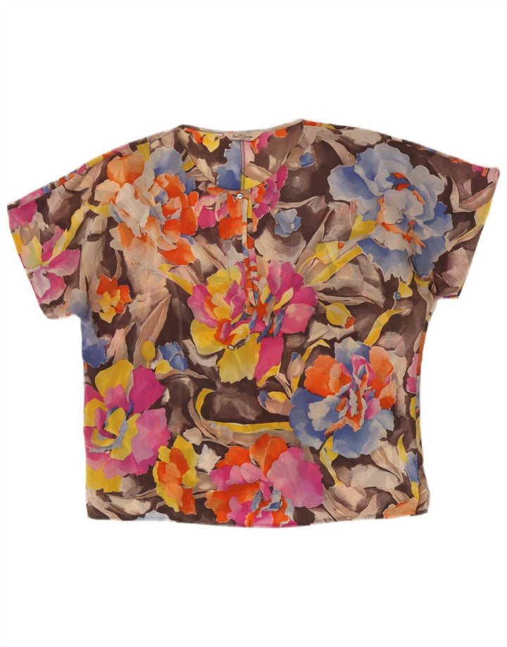 Vintage Womens Blouse Top IT 46 Large Multicoloured Floral Acetate
