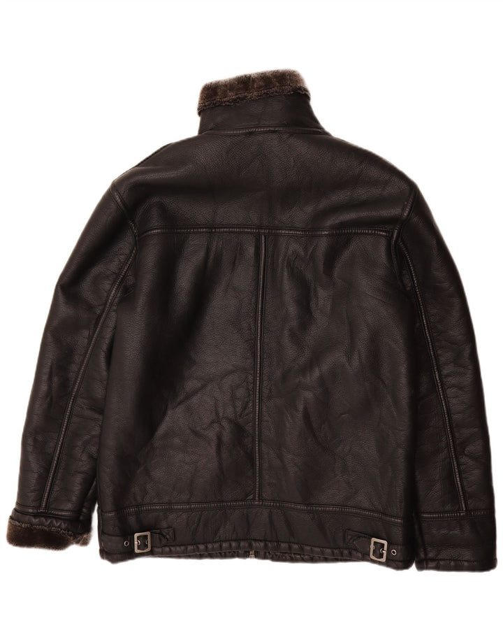 Vintage Mens Shearling Jacket UK 38 Medium Black