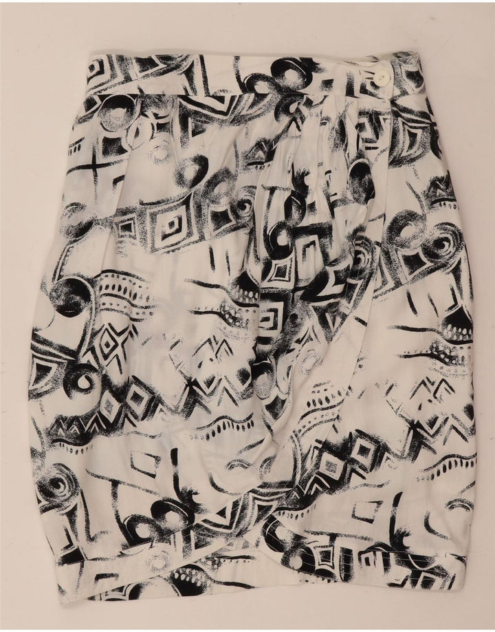 Vintage Womens Wrap Skirt IT 44 Medium W26 White Geometric Viscose