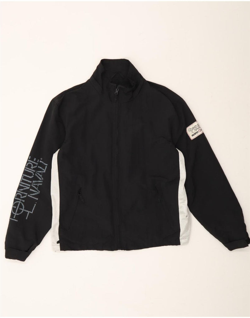 MURPHY & NYE Womens Graphic Rain Jacket UK 18 XL Black Colourblock Nylon Vintage Murphy & Nye and Second-Hand Murphy & Nye from Messina Hembry 