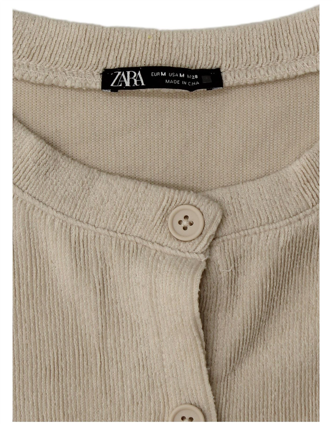 Zara Womens Crop Cardigan Sweater UK 12 Medium Beige