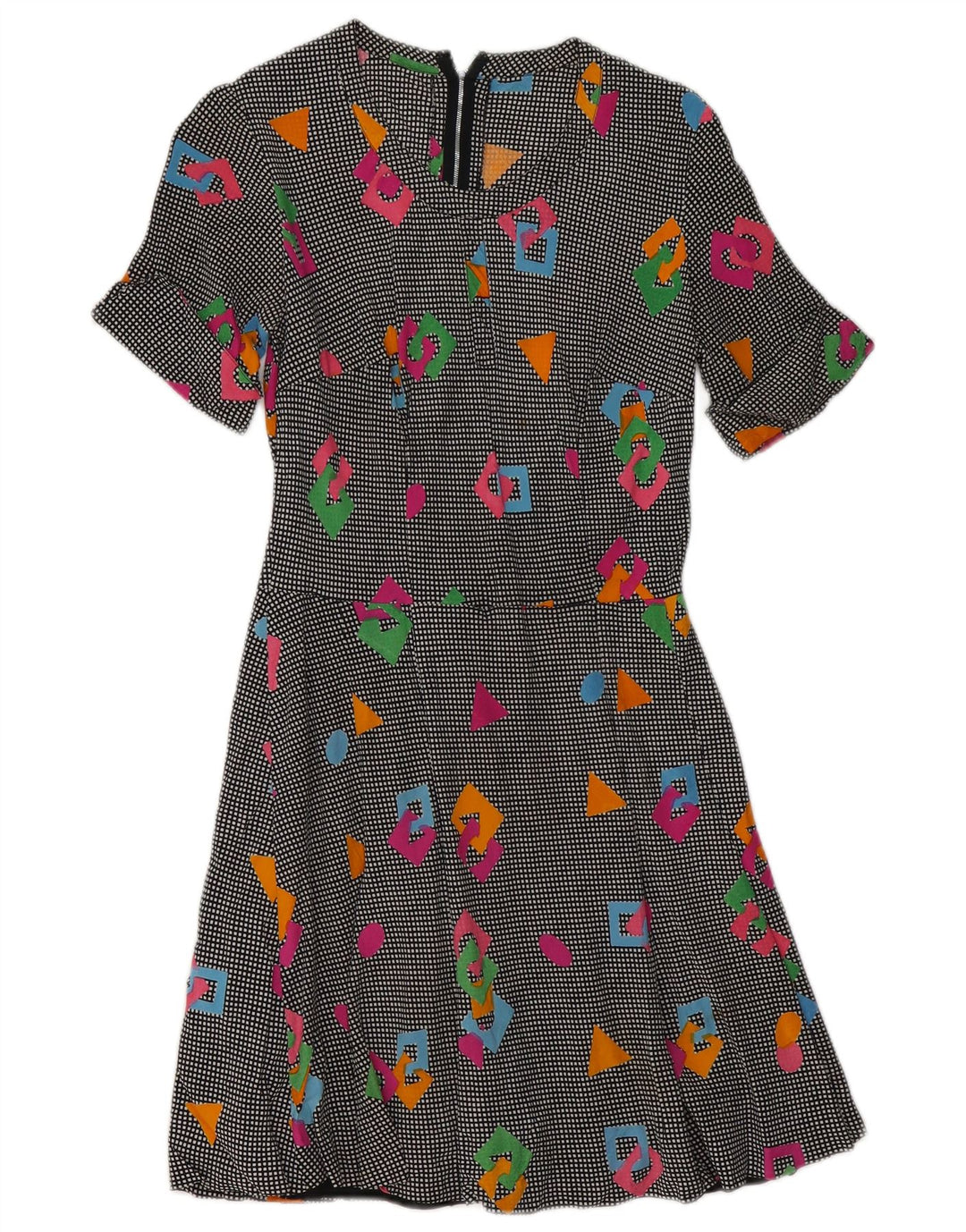 Vintage Womens A-Line Dress UK 8 Small Multicoloured Geometric