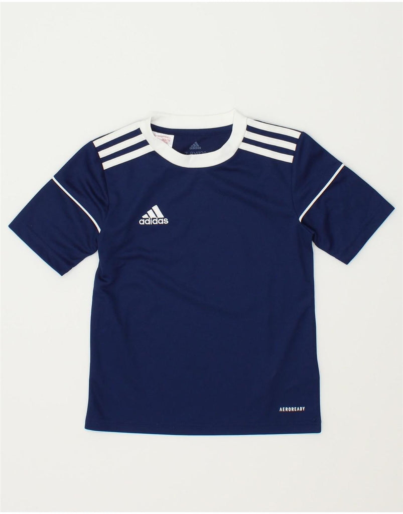 ADIDAS Boys Aeroready T-Shirt Top 7-8 Years Navy Blue Polyester | Vintage Adidas | Thrift | Second-Hand Adidas | Used Clothing | Messina Hembry 