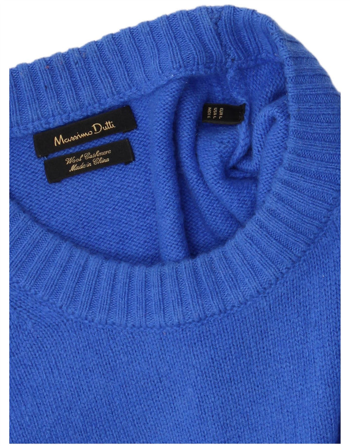 Massimo Dutti Mens Crew Neck Jumper Sweater Large Blue Wool