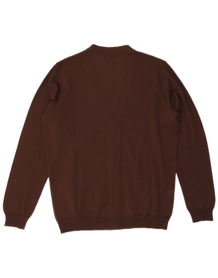 Vintage Mens Cardigan Sweater Medium Brown Wool
