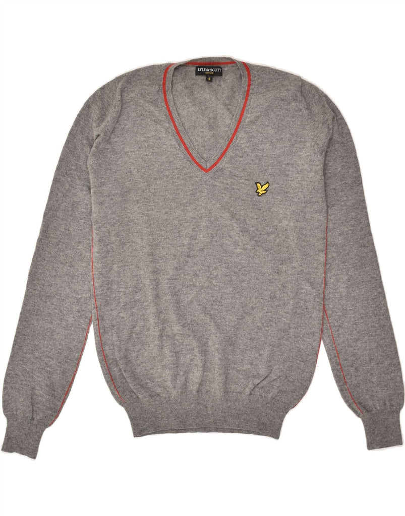 LYLE & SCOTT Mens V-Neck Jumper Sweater Small Grey Lambswool | Vintage Lyle & Scott | Thrift | Second-Hand Lyle & Scott | Used Clothing | Messina Hembry 