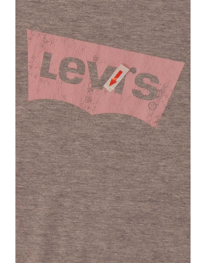 Levi's Womens Graphic T-Shirt Top UK 12 Medium Grey Flecked Cotton