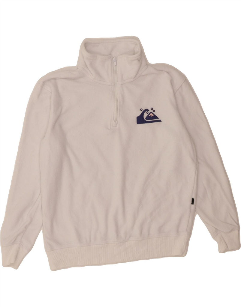 QUIKSILVER Womens Oversized Zip Neck Fleece Jumper UK 10 Small White Vintage Quiksilver and Second-Hand Quiksilver from Messina Hembry 