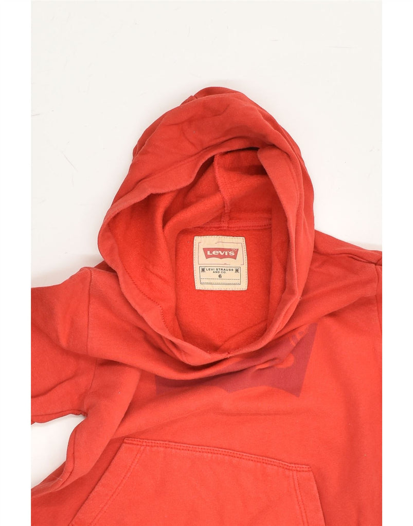 LEVI'S Girls Graphic Hoodie Jumper 5-6 Years Red Cotton | Vintage Levi's | Thrift | Second-Hand Levi's | Used Clothing | Messina Hembry 