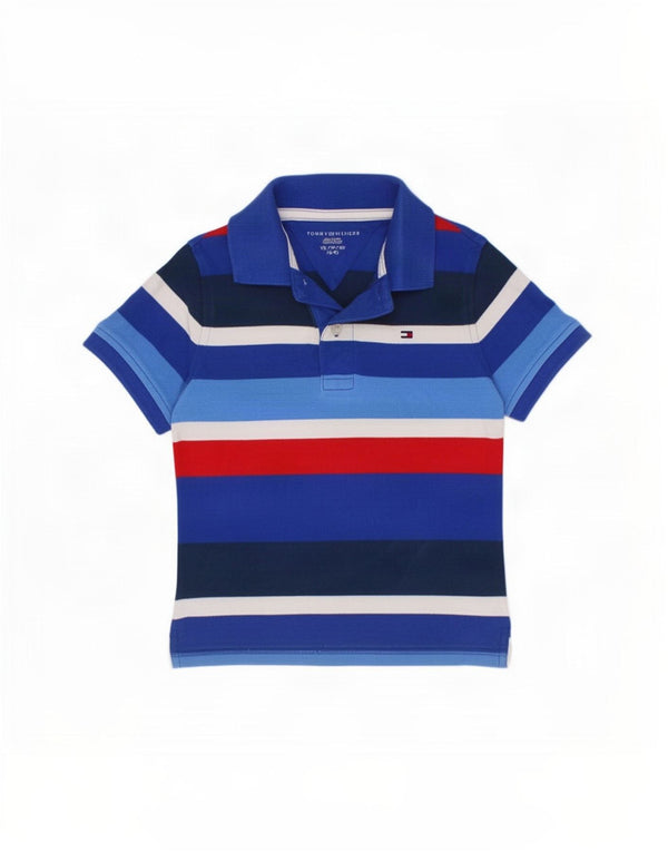 Tommy Hilfiger Boys Polo Shirt 4-5 Years XS Blue Striped Cotton