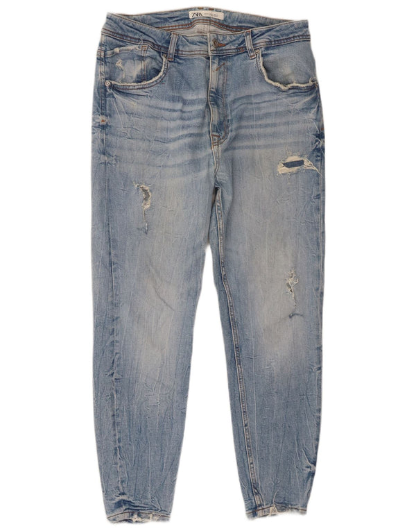 Zara Mens Distressed Tapered Jeans EU 46 XL W36 L26 Blue
