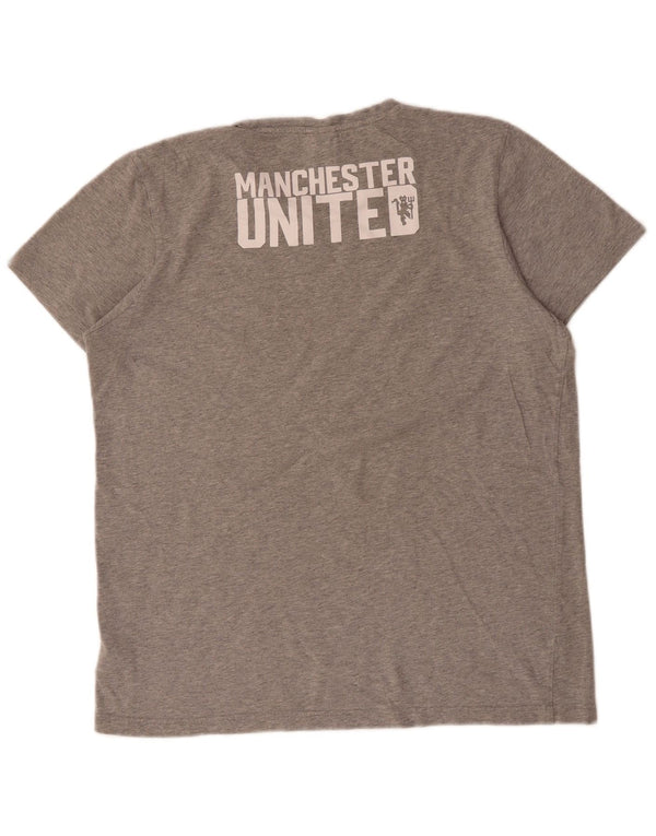 Adidas Mens Manchester United Graphic T-Shirt Top Large Grey Cotton